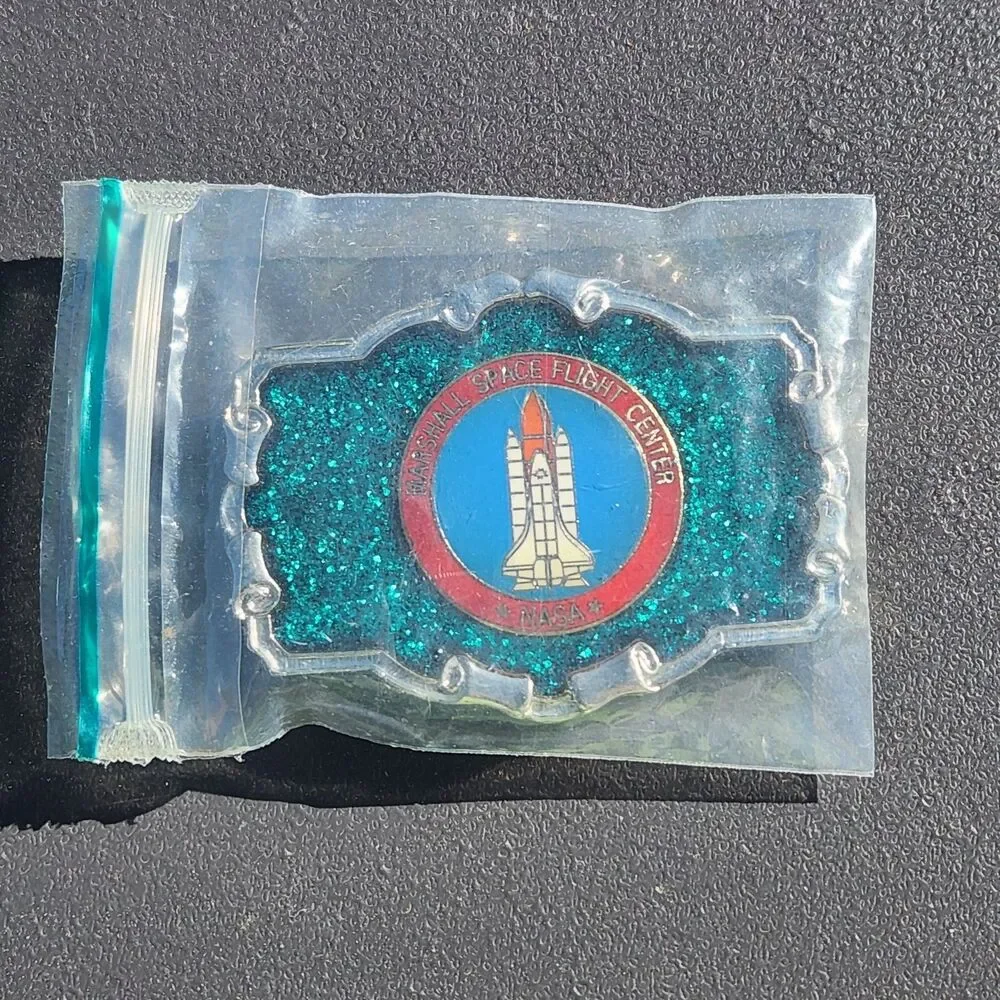 Vintage NASA Marshall Space Flight Center Space Shuttle Belt Buckle Michoud Rare